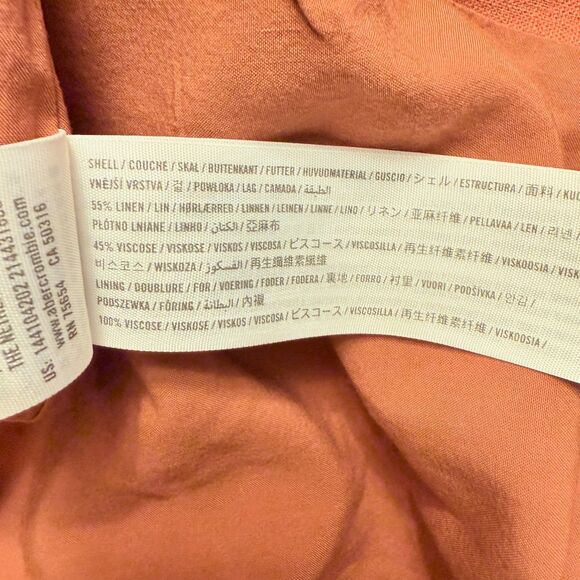 Abercrombie & Fitch Linen Blend Open Front Blazer Jacket Mauve Pink Women's Lg - Picture 4 of 4